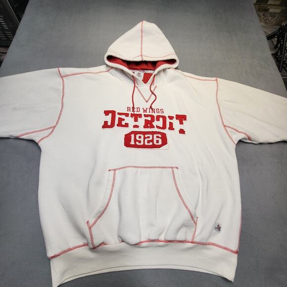 Detroit Redwings Hoodie Mens XL White NHL Hockey Pullover Sweatshirt Long Sleeve - Picture 2 of 10